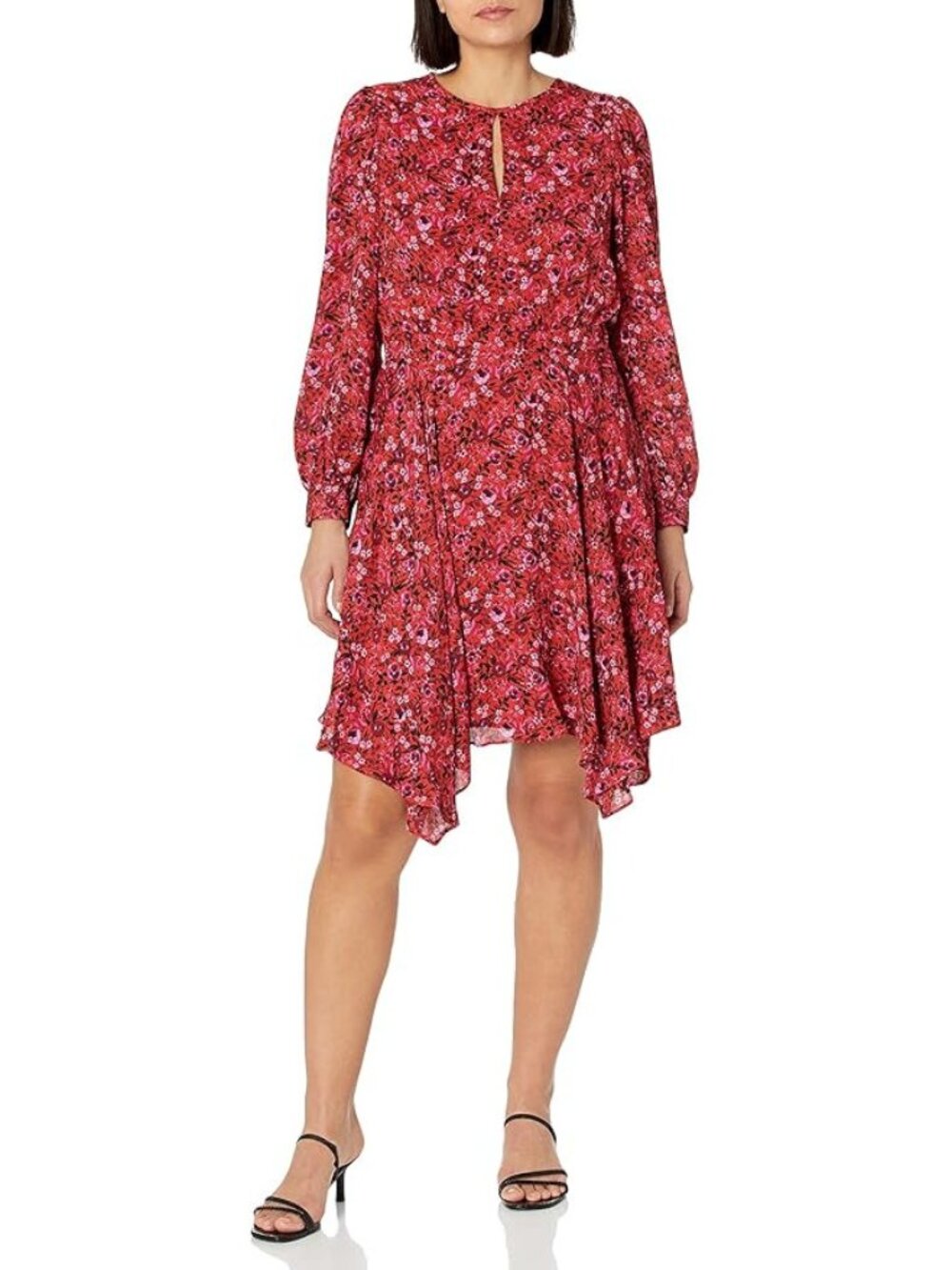 NWT London Times Womens Size 16 Dark Floral Keyhole Neck Floral Mini Dress NEW